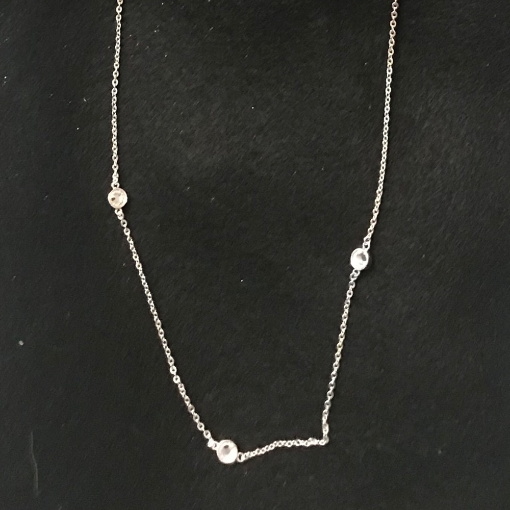 Long silver and rhinestone necklace